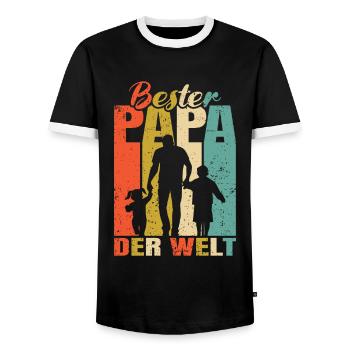 Bester Papa der Welt 2 Kinder Ehemann Papa - Männer Kontrast-T-Shirt - Schwarz/Weiß - Vorne - AI Model Female 172 light (172cm) & AI Model Male 178 light (178cm)