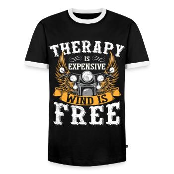 Motorcycle Rider Biker - Men's Ringer Shirt - black/white - Front - AI Model Female 172 light (172cm) & AI Model Male 178 light (178cm)