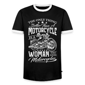 Motorcycle Bike Rider Men Biker Motorcyclist - Men's Ringer Shirt - black/white - Front - AI Model Female 172 light (172cm) & AI Model Male 178 light (178cm)