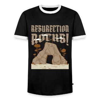 Christ Christentum Grab - Männer Kontrast-T-Shirt - Schwarz/Weiß - Vorne - AI Model Female 172 light (172cm) & AI Model Male 178 light (178cm)