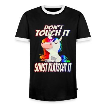Ne le touchez pas autrement Claps it - Rainbow - T-shirt contrasté Homme - noir/blanc - Devant - AI Model Female 172 light (172cm) & AI Model Male 178 light (178cm)