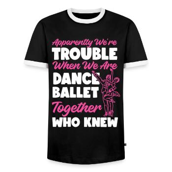 Ballet Danseuse Danse Ballerine - T-shirt contrasté Homme - noir/blanc - Devant - AI Model Female 172 light (172cm) & AI Model Male 178 light (178cm)