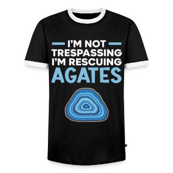 I'm not an intruder, I'm saving agates - Men's Ringer Shirt - black/white - Front - AI Model Female 172 light (172cm) & AI Model Male 178 light (178cm)