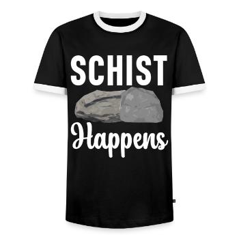 Shale Happens Geology Rockhound Stone Collecting - T-shirt contrasté Homme - noir/blanc - Devant - AI Model Female 172 light (172cm) & AI Model Male 178 light (178cm)