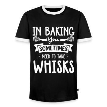 In Baking You Sometimes Need To Take Whisks - Männer Kontrast-T-Shirt - Schwarz/Weiß - Vorne - AI Model Female 172 light (172cm) & AI Model Male 178 light (178cm)
