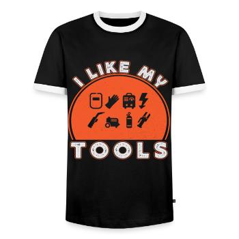 I Like My Tools Welding Tools Welders Gift Idea - Männer Kontrast-T-Shirt - Schwarz/Weiß - Vorne - AI Model Female 172 light (172cm) & AI Model Male 178 light (178cm)