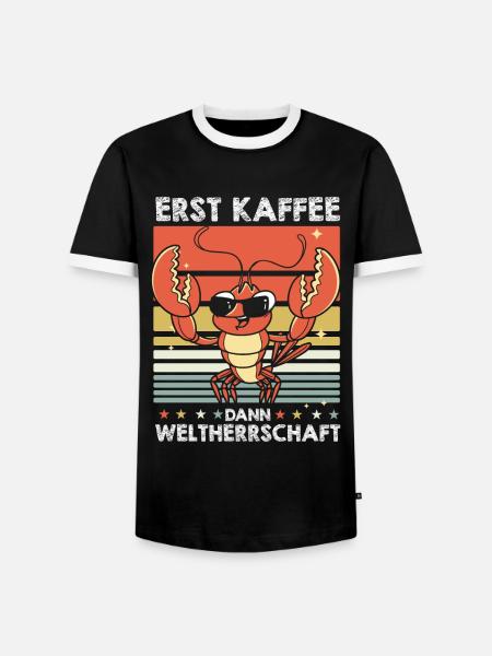 Hummer Lobster Kaffee - Männer Kontrast-T-Shirt - Schwarz/Weiß