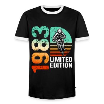 1983 Édition limitée VTT Bike Bike Bike - T-shirt contrasté Homme - noir/blanc - Devant - AI Model Female 172 light (172cm) & AI Model Male 178 light (178cm)