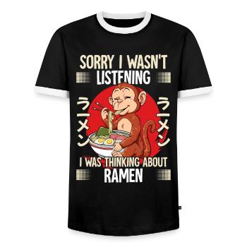 Sorry I Wasn't Listening I Was Thinking About - Männer Kontrast-T-Shirt - Schwarz/Weiß - Vorne - AI Model Female 172 light (172cm) & AI Model Male 178 light (178cm)