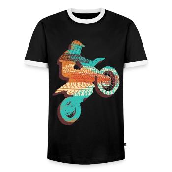 Motocross Motorrad Biker Bike - Männer Kontrast-T-Shirt - Schwarz/Weiß - Vorne - AI Model Female 172 light (172cm) & AI Model Male 178 light (178cm)