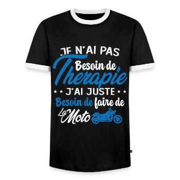 Pas besoin de thérapie besoin de faire de la Moto - T-shirt contrasté Homme - noir/blanc - Devant - AI Model Female 172 light (172cm) & AI Model Male 178 light (178cm)