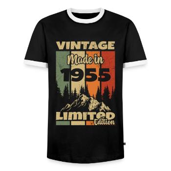 Vintage Rétro 1955 Cadeau D'anniversaire 1955 - T-shirt contrasté Homme - noir/blanc - Devant - AI Model Female 172 light (172cm) & AI Model Male 178 light (178cm)