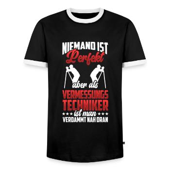 Vermessungstechniker sind perfekt Vermesser - Männer Kontrast-T-Shirt - Schwarz/Weiß - Vorne - AI Model Female 172 light (172cm) & AI Model Male 178 light (178cm)