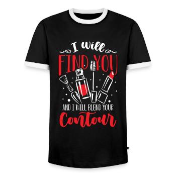 Maquilleur Je te trouverai et moi Cosmétologue - T-shirt contrasté Homme - noir/blanc - Devant - AI Model Female 172 light (172cm) & AI Model Male 178 light (178cm)