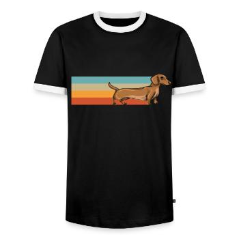 Dachshund Geschenk Dixie Wiener Doxie Dackel - Männer Kontrast-T-Shirt - Schwarz/Weiß - Vorne - AI Model Female 172 light (172cm) & AI Model Male 178 light (178cm)