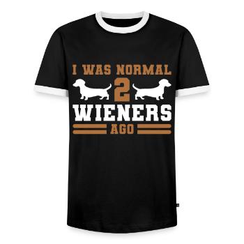 Dachshund Geschenk Dixie Wiener Doxie Dackel - Männer Kontrast-T-Shirt - Schwarz/Weiß - Vorne - AI Model Female 172 light (172cm) & AI Model Male 178 light (178cm)