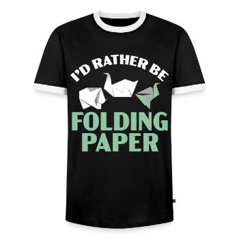 I'd Rather Fold Paper Origami Japanese - Men's Ringer Shirt - black/white - Front - AI Model Female 172 light (172cm) & AI Model Male 178 light (178cm)