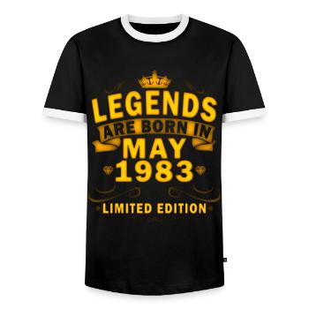 Mai 1983 Geburtstag Mai 1983 Original Mai Geschenk - Männer Kontrast-T-Shirt - Schwarz/Weiß - Vorne - AI Model Female 172 light (172cm) & AI Model Male 178 light (178cm)