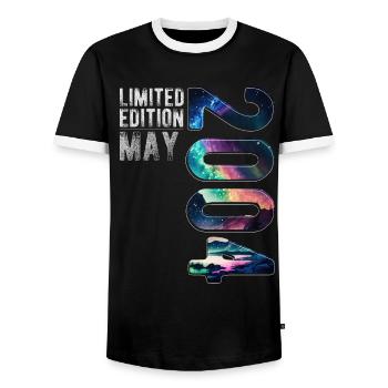 Édition Limitée 2004 Mai Anniversaire Aurores Boréales - T-shirt contrasté Homme - noir/blanc - Devant - AI Model Female 172 light (172cm) & AI Model Male 178 light (178cm)