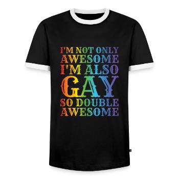 LGBT LGBTQ Lesbian Gay Rainbow Flag Pride - Men's Ringer Shirt - black/white - Front - AI Model Female 172 light (172cm) & AI Model Male 178 light (178cm)