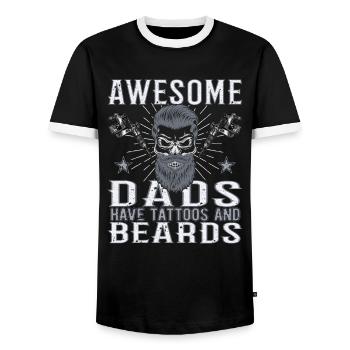 Awesome Dads have Tattoos Beard Vater Tattoo Bart - Männer Kontrast-T-Shirt - Schwarz/Weiß - Vorne - AI Model Female 172 light (172cm) & AI Model Male 178 light (178cm)