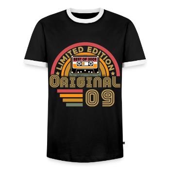 Original 2009 Vintage Anniversaire Humour - T-shirt contrasté Homme - noir/blanc - Devant - AI Model Female 172 light (172cm) & AI Model Male 178 light (178cm)