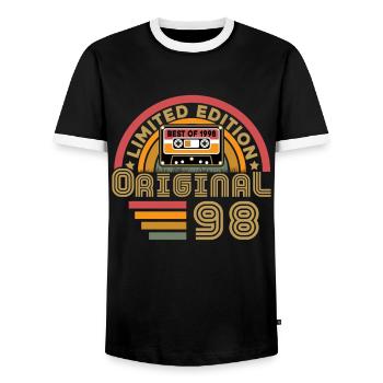1998 Vintage Original 1998 Birthday Gift - Men's Ringer Shirt - black/white - Front - AI Model Female 172 light (172cm) & AI Model Male 178 light (178cm)