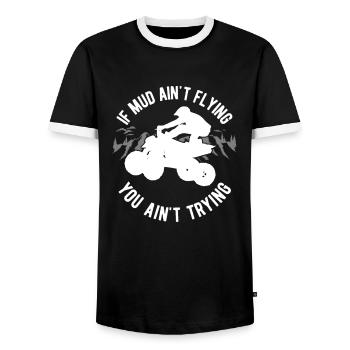 Wenn der Schlamm nicht fliegt Lustiges Quad - Männer Kontrast-T-Shirt - Schwarz/Weiß - Vorne - AI Model Female 172 light (172cm) & AI Model Male 178 light (178cm)