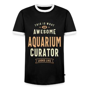 Awesome Aquarium Curator Looks Like - Men's Ringer Shirt - black/white - Front - AI Model Female 172 light (172cm) & AI Model Male 178 light (178cm)