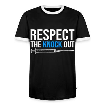 Respect The Knock Out Nurse Anesthetist Anesthesia - Men's Ringer Shirt - black/white - Front - AI Model Female 172 light (172cm) & AI Model Male 178 light (178cm)