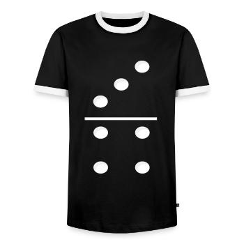 Domino Game Tile 3-4 - Lustiges Gruppenkostüm - Männer Kontrast-T-Shirt - Schwarz/Weiß - Vorne - AI Model Female 172 light (172cm) & AI Model Male 178 light (178cm)