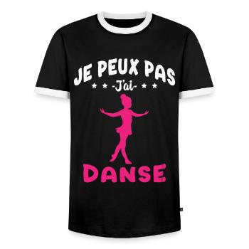 j'peux pas j'ai Danse - Humour Fille Cadeau - T-shirt contrasté Homme - noir/blanc - Devant - AI Model Female 172 light (172cm) & AI Model Male 178 light (178cm)