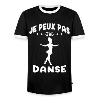 j'peux pas j'ai Danse - Humour Fille Cadeau - T-shirt contrasté Homme - noir/blanc - Devant - AI Model Female 172 light (172cm) & AI Model Male 178 light (178cm)