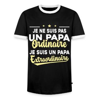 Pas Un Papa Ordinaire Je Suis Papa Extraordinaire - T-shirt contrasté Homme - noir/blanc - Devant - AI Model Female 172 light (172cm) & AI Model Male 178 light (178cm)