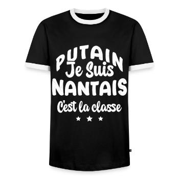 Je suis nantais c'est la classe - T-shirt contrasté Homme - noir/blanc - Devant - AI Model Female 172 light (172cm) & AI Model Male 178 light (178cm)