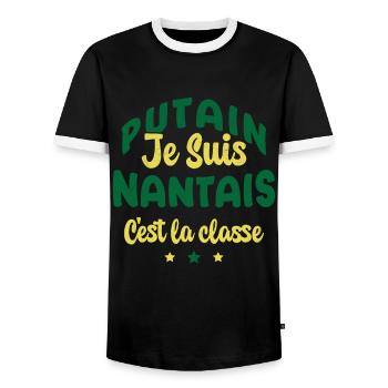 Je suis nantais c'est la classe - T-shirt contrasté Homme - noir/blanc - Devant - AI Model Female 172 light (172cm) & AI Model Male 178 light (178cm)