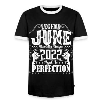 juin 2022. Anniversaire juin 2022 Cadeau juin 2022 - T-shirt contrasté Homme - noir/blanc - Devant - AI Model Female 172 light (172cm) & AI Model Male 178 light (178cm)