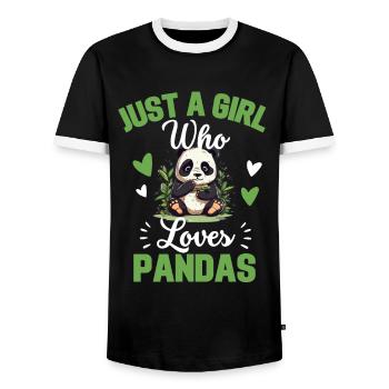 Panda Ours Femmes Zoo Animal Fille Cadeau Panda - T-shirt contrasté Homme - noir/blanc - Devant - AI Model Female 172 light (172cm) & AI Model Male 178 light (178cm)