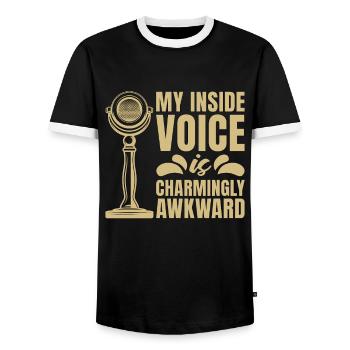 Voice Actor My Inside Voice Is Announcer Voiceover - Men's Ringer Shirt - black/white - Front - AI Model Female 172 light (172cm) & AI Model Male 178 light (178cm)