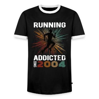 Running Vintage Running Addicted runner jogger 2004 - T-shirt contrasté Homme - noir/blanc - Devant - AI Model Female 172 light (172cm) & AI Model Male 178 light (178cm)