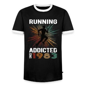 Running Vintage Running Addicted runner jogger 1983 - T-shirt contrasté Homme - noir/blanc - Devant - AI Model Female 172 light (172cm) & AI Model Male 178 light (178cm)