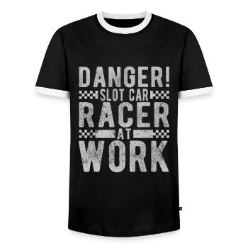 Danger Slot Car Racer At Work Car Racing Lover - Männer Kontrast-T-Shirt - Schwarz/Weiß - Vorne - AI Model Female 172 light (172cm) & AI Model Male 178 light (178cm)