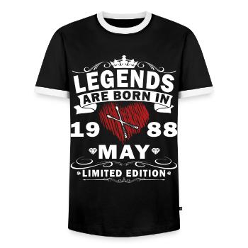 Mai 1988 Geschenk Schlagzeug Schlagzeuger - Männer Kontrast-T-Shirt - Schwarz/Weiß - Vorne - AI Model Female 172 light (172cm) & AI Model Male 178 light (178cm)