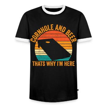 Lustiges Cornhole Retro - Männer Kontrast-T-Shirt - Schwarz/Weiß - Vorne - AI Model Female 172 light (172cm) & AI Model Male 178 light (178cm)