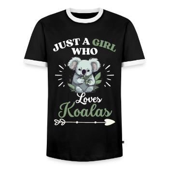 Animal de zoo Juste une fille qui aime les koalas Koala - T-shirt contrasté Homme - noir/blanc - Devant - AI Model Female 172 light (172cm) & AI Model Male 178 light (178cm)