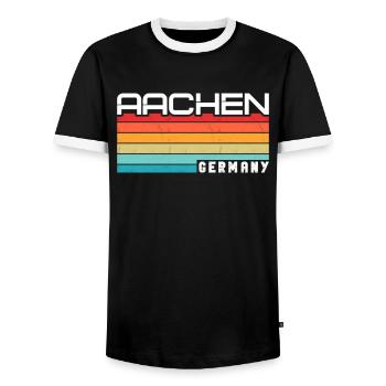Aachenerin Aachener Aix-la-Chapelle - T-shirt contrasté Homme - noir/blanc - Devant - AI Model Female 172 light (172cm) & AI Model Male 178 light (178cm)
