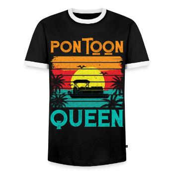 Rétro Vintage Style Pontoon Queen - T-shirt contrasté Homme - noir/blanc - Devant - AI Model Female 172 light (172cm) & AI Model Male 178 light (178cm)