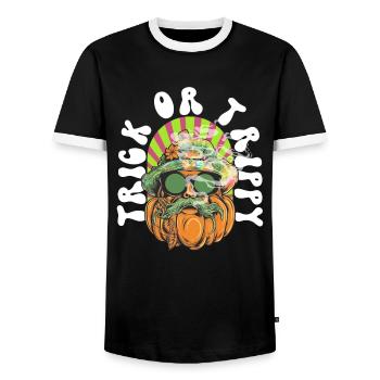 Trick Or Trippy Hippie Psychedelika Cannabis Gras - Männer Kontrast-T-Shirt - Schwarz/Weiß - Vorne - AI Model Female 172 light (172cm) & AI Model Male 178 light (178cm)
