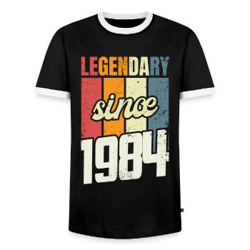 39e anniversaire Niveau 39 ans 1984 Cadeau de décoration - T-shirt contrasté Homme - noir/blanc - Devant - AI Model Female 172 light (172cm) & AI Model Male 178 light (178cm)