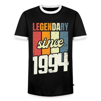 29th Birthday Level 29 Years 1994 - Men's Ringer Shirt - black/white - Front - AI Model Female 172 light (172cm) & AI Model Male 178 light (178cm)